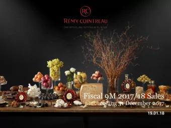 Fiscal 9M 2017/18 Sales  ending 31 December 2017  19.01.18  Key Messages