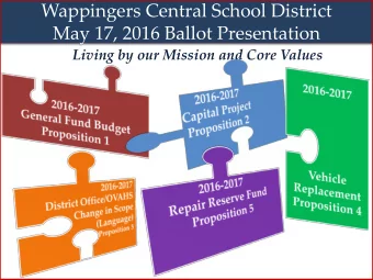 May 17, 2016 Ballot Presentation  Living by our Mission and Core Values  Wappingers Central School