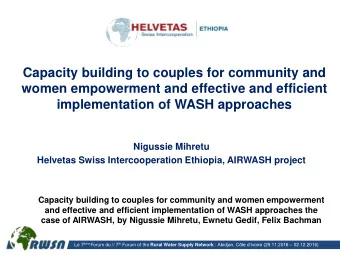 women empowerment and effective and efficient  implementation of WASH approaches  Nigussie Mihretu