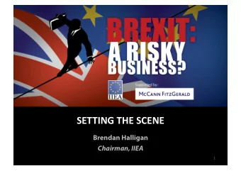 SETTING  THE  SCENE    Brendan Halligan  Chairman, IIEA  1    SETTING  THE  SCENE