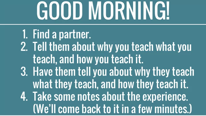 good morning
