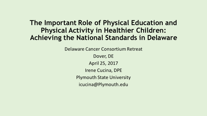 the important role of physical education and physical