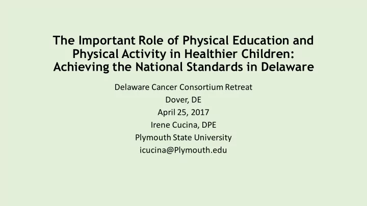 the important role of physical education and physical