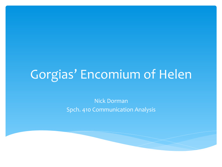 gorgias encomium of helen