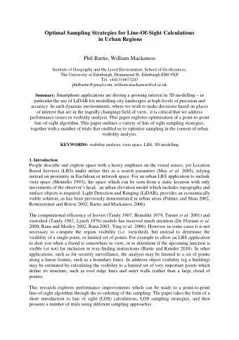 Optimal Sampling Strategies for Line-Of-Sight Calculations  in Urban Regions Phil Bartie, William