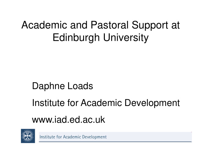 academic and pastoral support at edinburgh university
