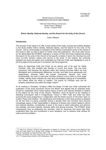 FO/2004:49  June 2004  World Council of Churches  COMMISSION ON FAITH AND ORDER  Faith and Order