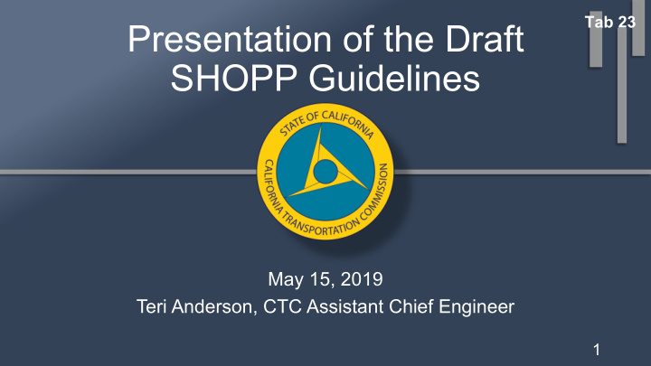 presentation of the draft shopp guidelines