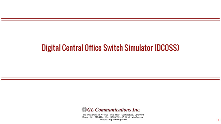 digital central office switch simulator dcoss