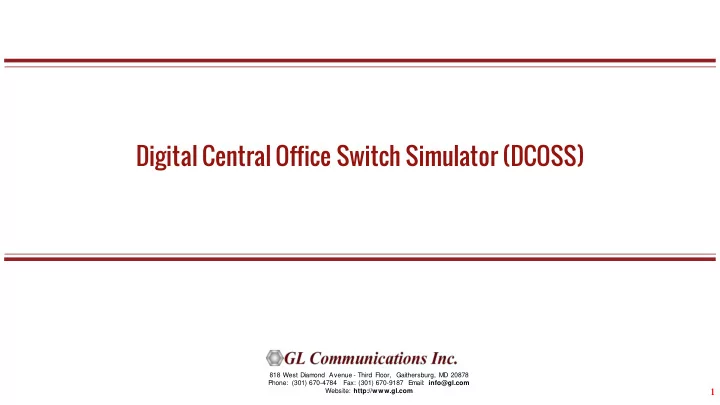 digital central office switch simulator dcoss