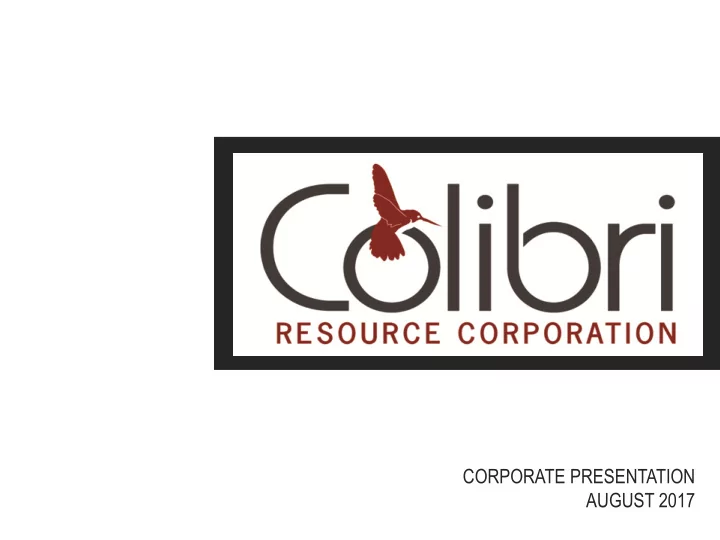 corporate presentation august 2017 forward looking