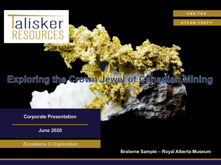 corporate presentation june 2020 excellence in exploration