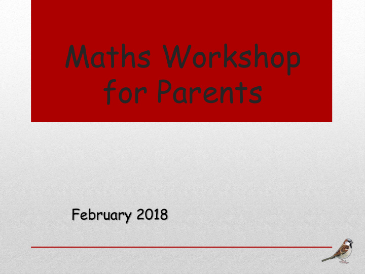 maths workshop for parents