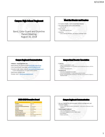 Canyon High School Regiment  Dr. Suzanne Gindin  Instrumental Music Director  Asst. Band