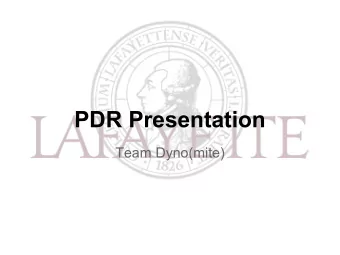 PDR Presentation  Team Dyno(mite)  Acceptance Test Plan   Sensors    5 main metrics - Torque,