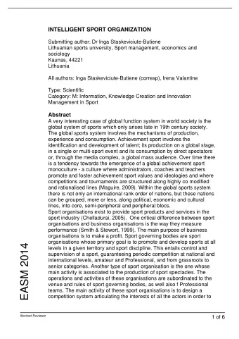 EASM 2014  levels in a given territory and sport discipline. This entails control and  supervision