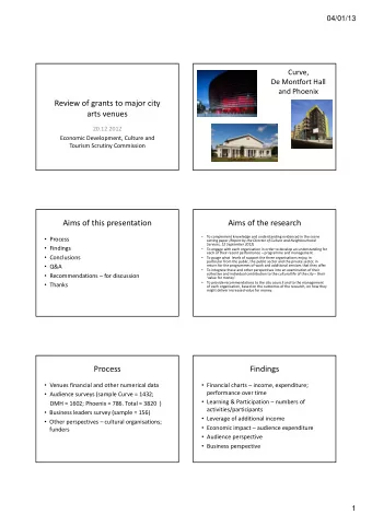 Review of grants to major city arts venues 20.12 2012 Economic Development, Culture and Tourism