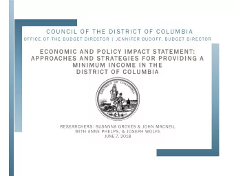 C OUN C I L  OF  THE DI STRI C T OF  C OLUMB I A  OFFICE OF THE BUDGET DIRECTOR | JENNIFER BUDOFF,