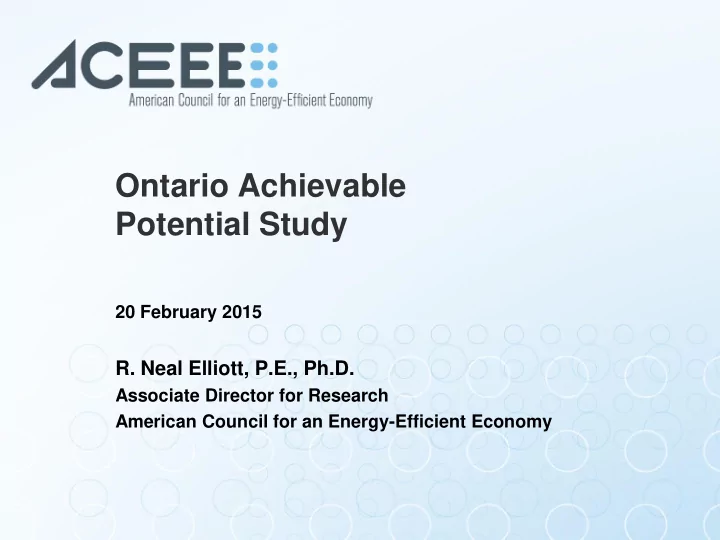 ontario achievable potential study