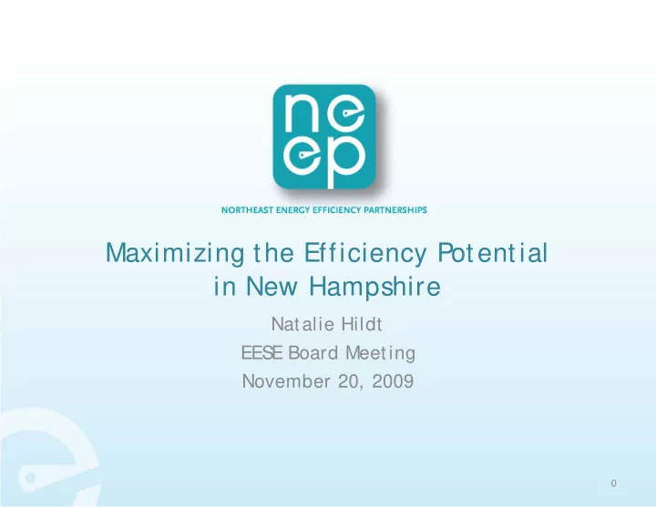 maximizing the efficiency potential maximizing the