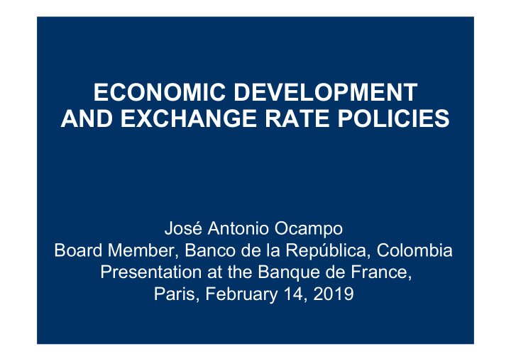 economic development and exchange rate policies