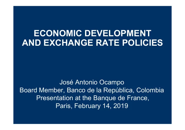 economic development and exchange rate policies