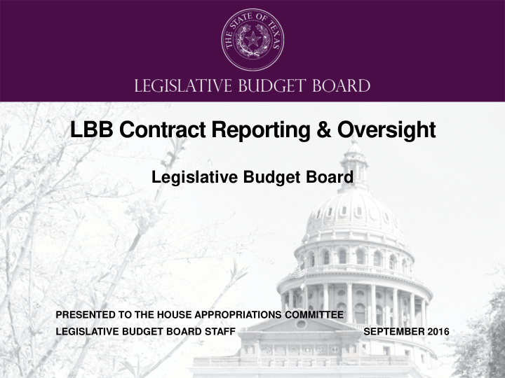 lbb contract reporting oversight