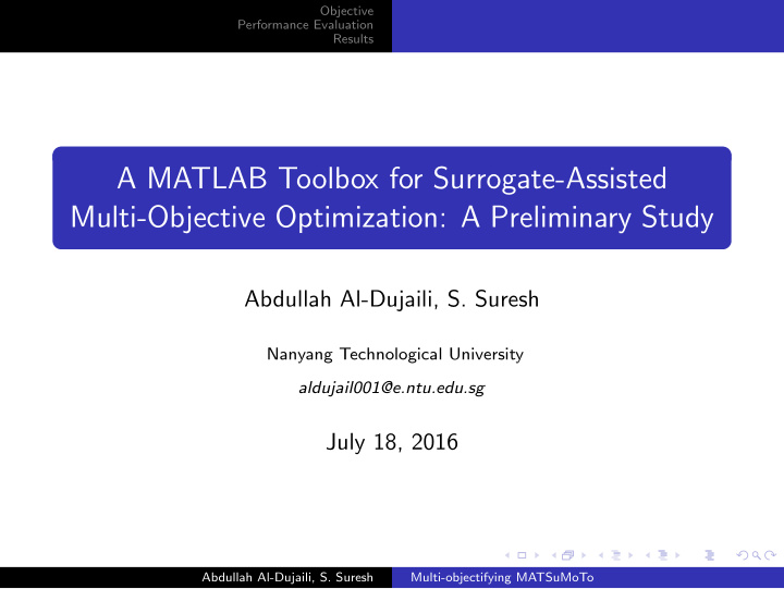 a matlab toolbox for surrogate assisted multi objective