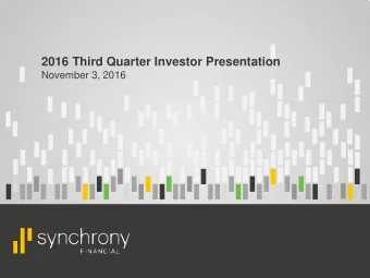 2016 Third Quarter Investor Presentation  November 3, 2016  Disclaimers  This presentation contains