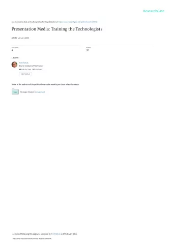 Presentation Media: Training the Technologists Article  January 2000  CITATIONS  READS  4  37  1