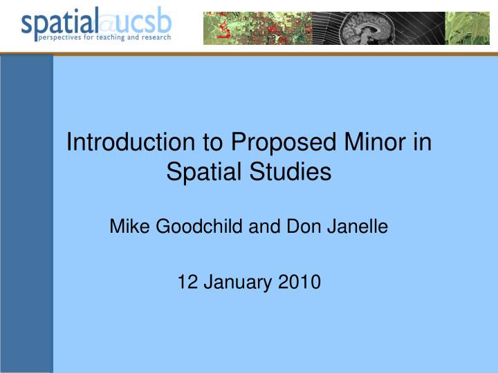 introduction to proposed minor in spatial studies