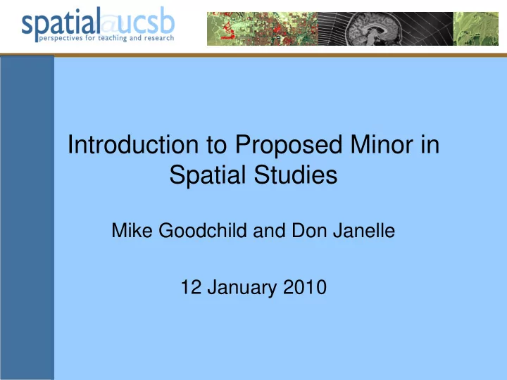 introduction to proposed minor in spatial studies