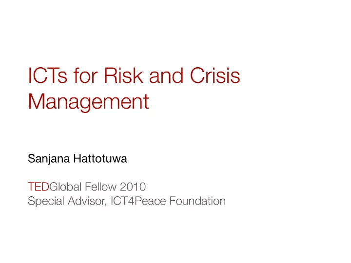 icts for risk and crisis management