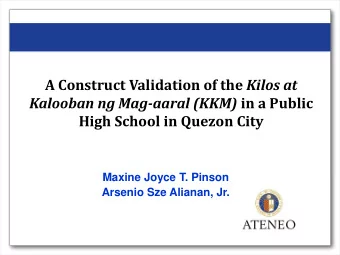 High School in Quezon City  Maxine Joyce T. Pinson  Arsenio Sze Alianan, Jr.  Kilos at Kalooban ng