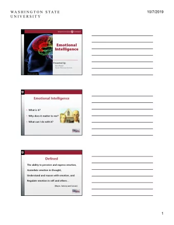 Emotional  Emotional  Intelligence  Intelligence  Presented by:  Present  d by:  Don Read  Human