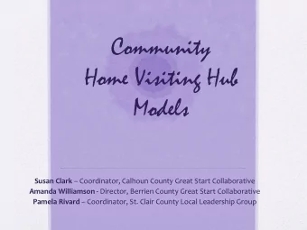 Community  Home Visiting Hub  Models Susan Clark  Coordinator, Calhoun County Great Start