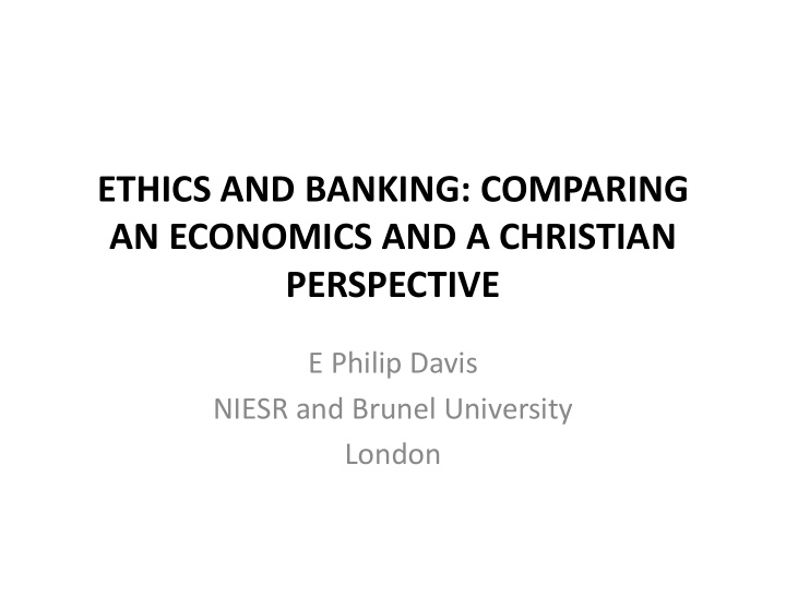 ethics and banking comparing an economics and a christian