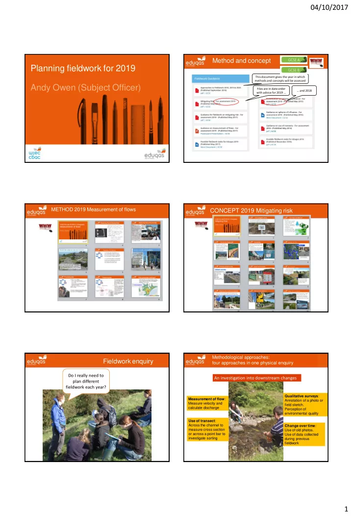 planning fieldwork for 2019