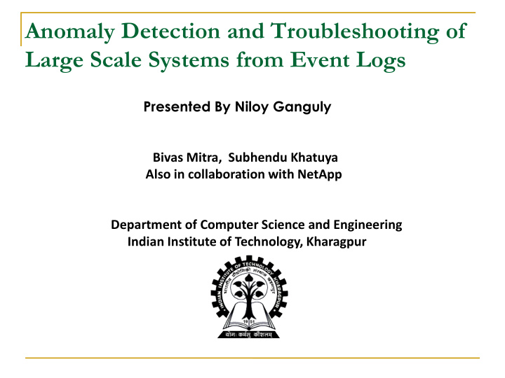 anomaly detection and troubleshooting of large scale