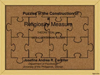 psychological construct of  Religiosity as applied to a Filipino setting. Four Puzzles  A. Is