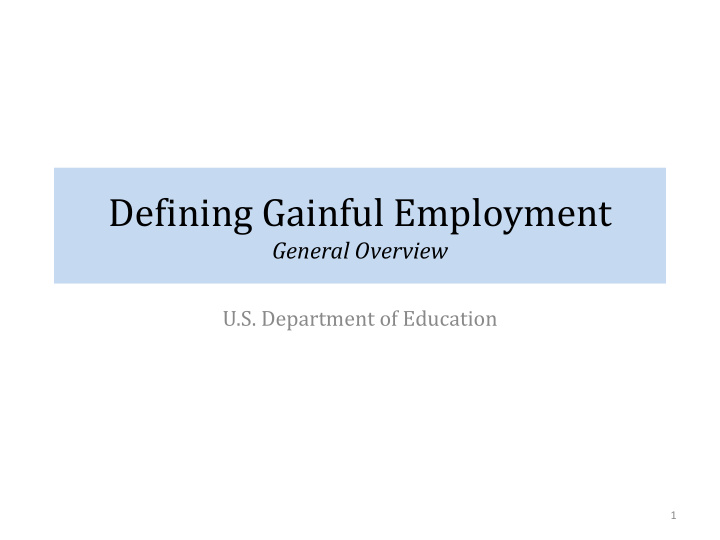 defining gainful employment
