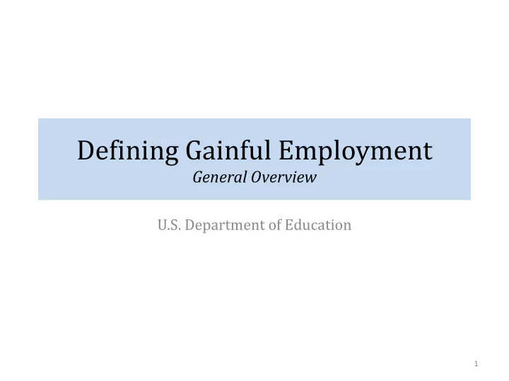 defining gainful employment