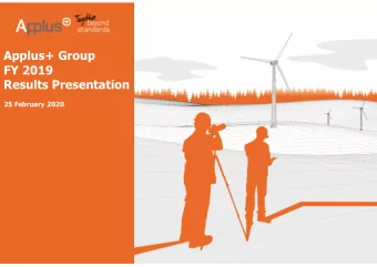 Applus+ Group  FY 2019  Results Presentation  25 February 2020  Disclaimer  This document may