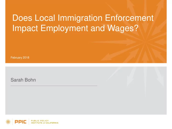 does local immigration enforcement impact employment and