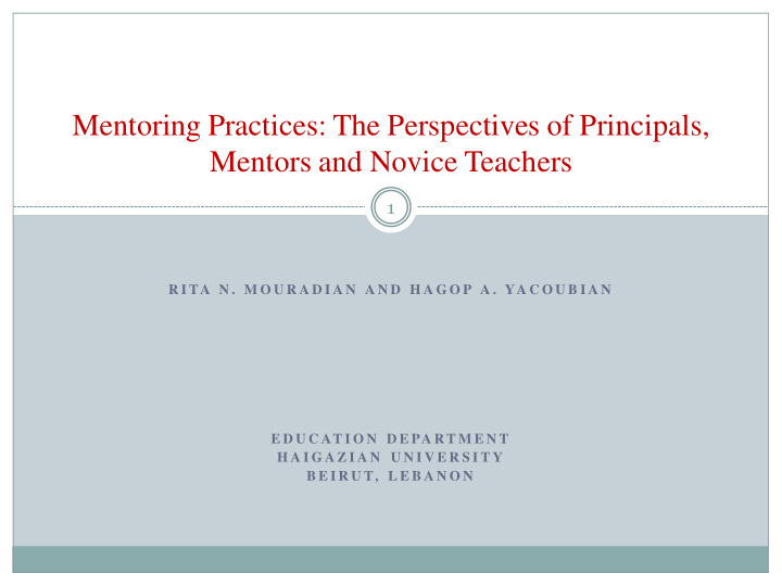 mentoring practices the perspectives of principals