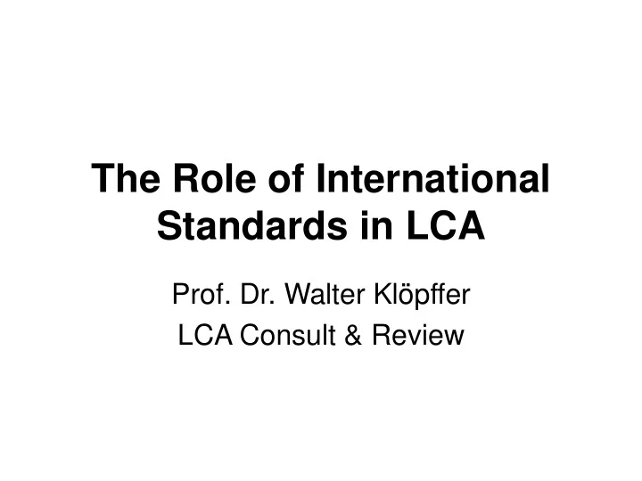 the role of international