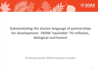 Substantiating the elusive language of partnerships for development:  FROM equitable TO
