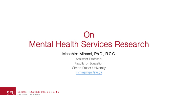 on mental health services research