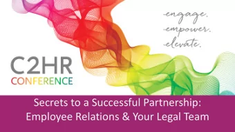 Secrets to a Successful Partnership:  Employee Relations &amp; Your Legal Team  Thank You To Our