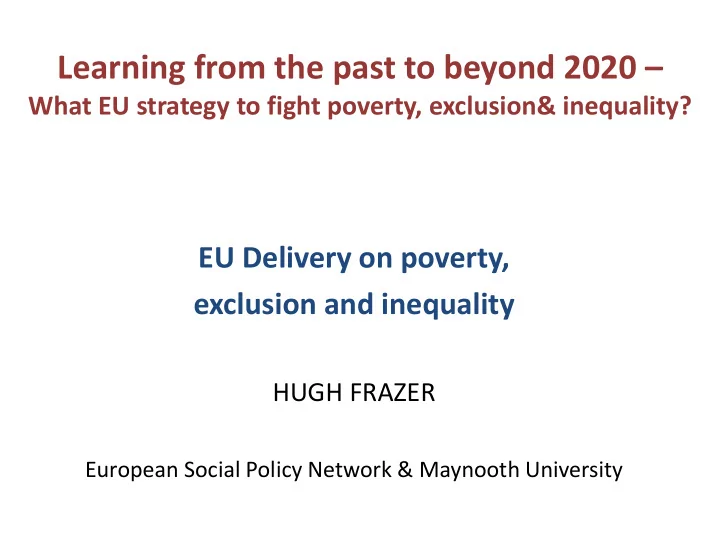 learning from the past to beyond 2020